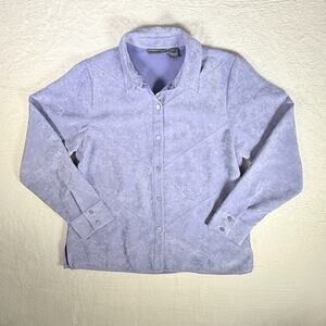Relativity‎ Faux Suede Women's Purple Button Up Long Sleeve PM Petite Medium Y2k